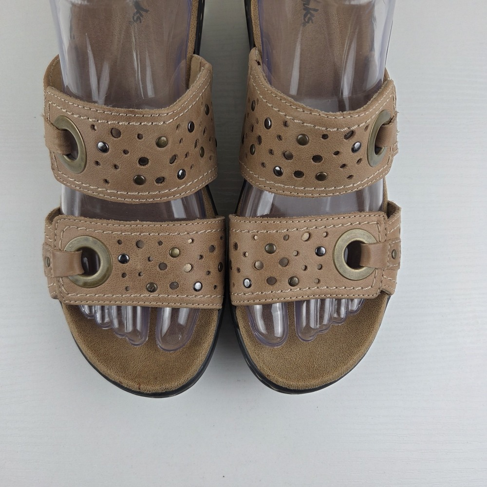 Clarks Bendables Lexi Laurel Strap Tan Leather Slip On Sandal Womens Size 9 M - Picture 5 of 12